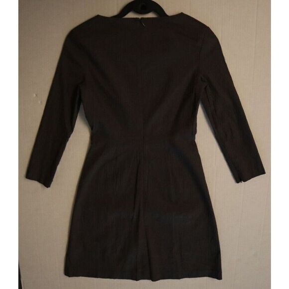 Theory Women Sz 6 Graystone Textured Stretch Kamillina Crinkle Flare Dress - Picture 10 of 12